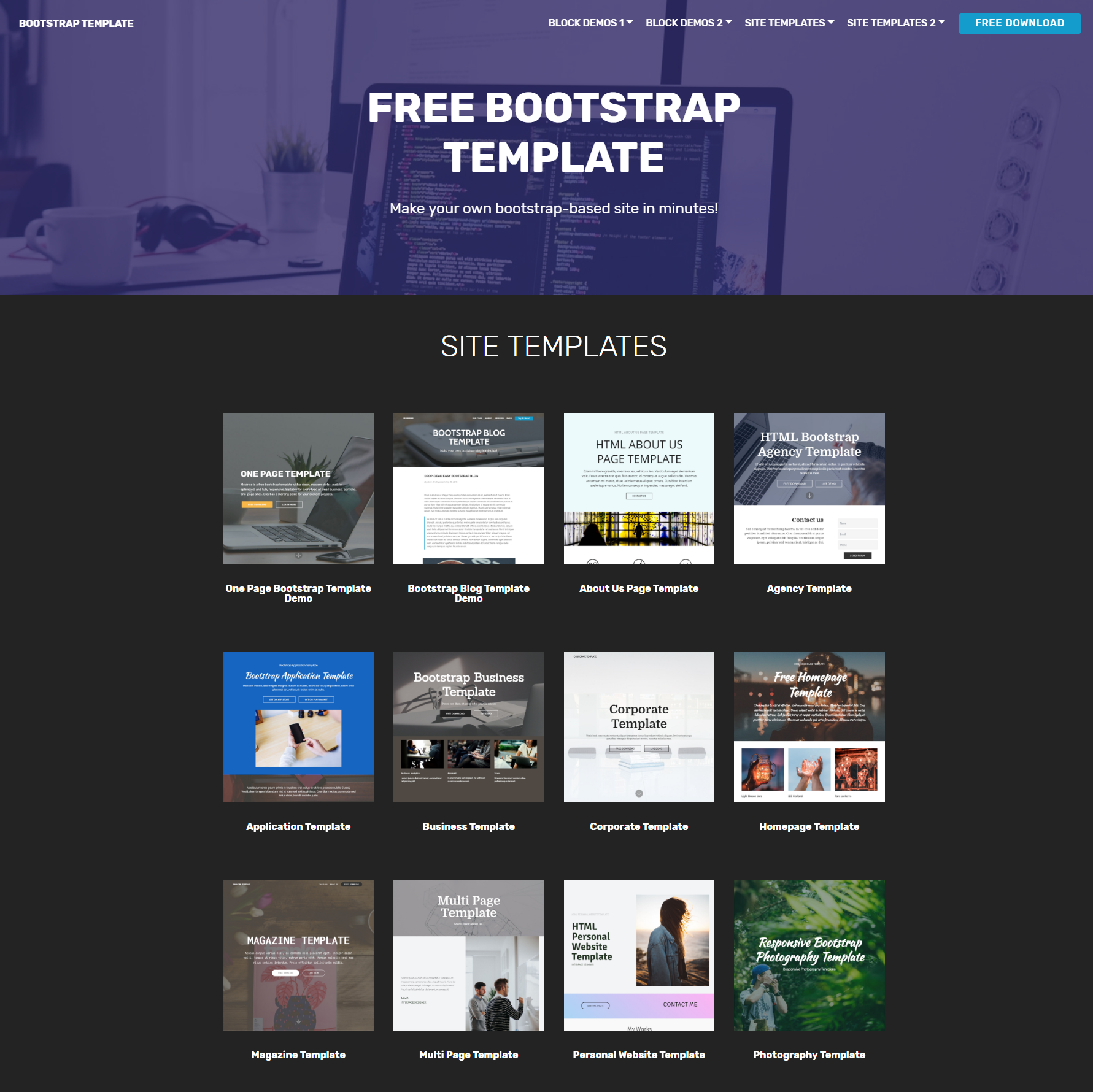 Bootstrap Full Website Templates Free Download